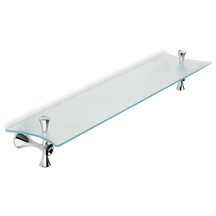 StilHaus CA04-08 Frosted Glass Bathroom Shelf with Chrome Holders